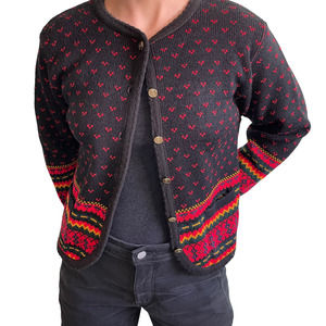 Cropped Sweetheart Tapestry Style Vintage Button Up Sweater Size Small